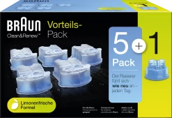 Braun Clean & Renew Reinigungskartuschen Lemon Fresh, Promo-Pack 5+1