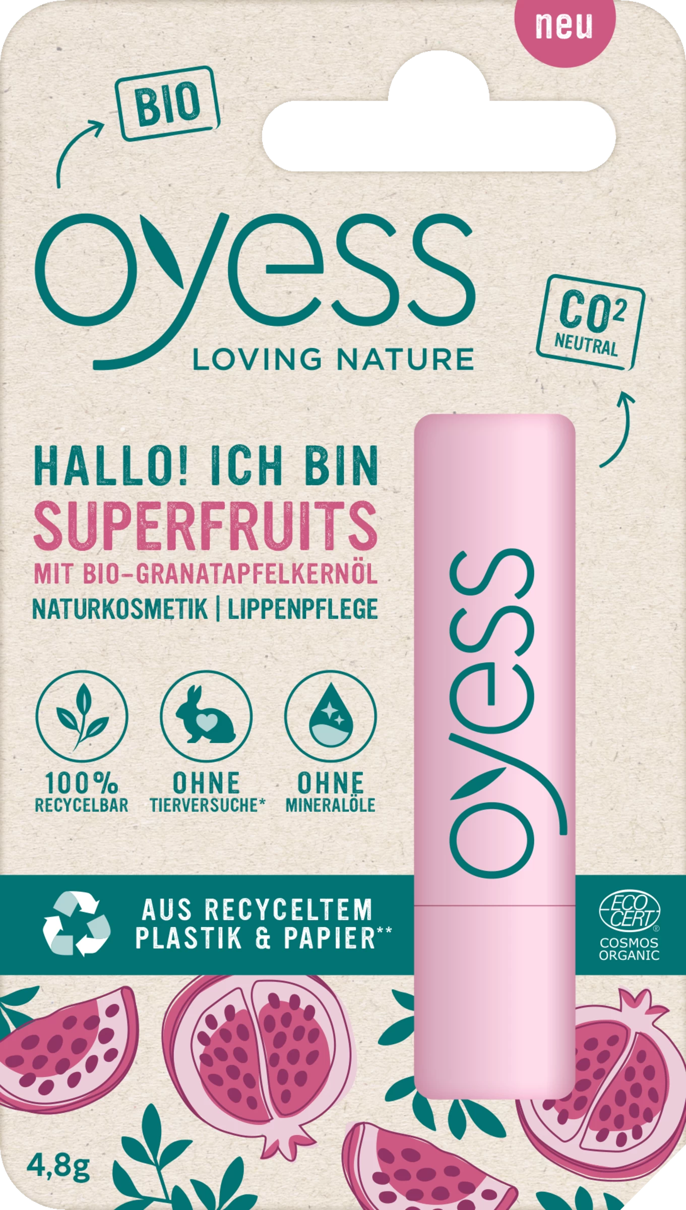 Hallo! Ich Bin Superfruits Lippenpflege Mit Bio-Granatapfelöl 3 Hallo! Ich Bin Superfruits Lippenpflege Mit Bio-Granatapfelöl