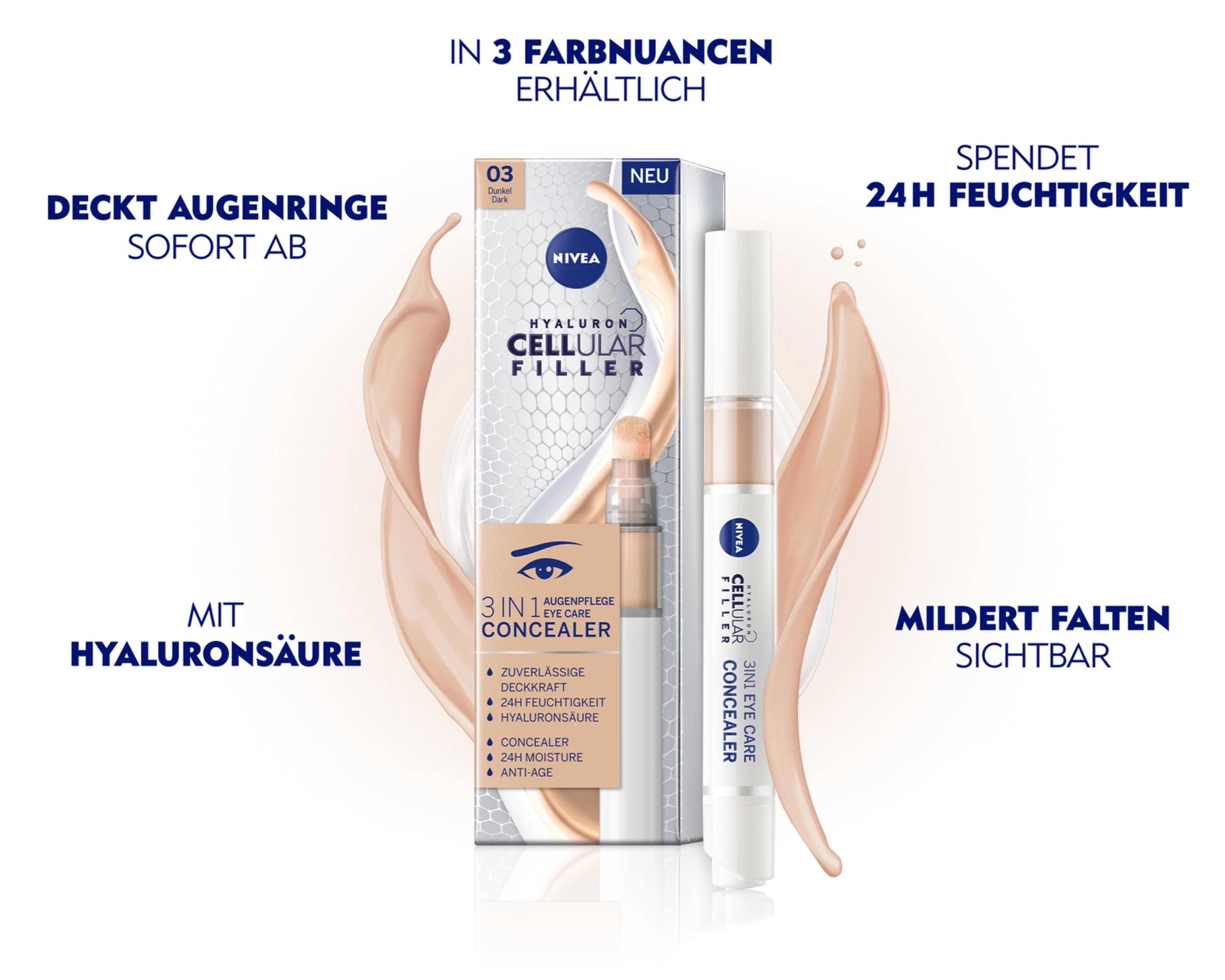 NIVEA Cellular Filler 3in1 Augenpflege Concealer Dunkel 5 NIVEA Cellular Filler 3in1 Augenpflege Concealer Dunkel – Bild 3