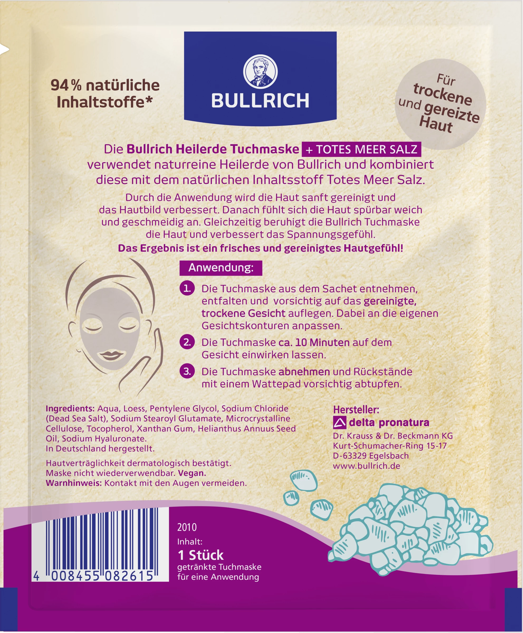 Heilerde Tuchmaske + Totes Meer Salz 4 Heilerde Tuchmaske + Totes Meer Salz – Bild 2