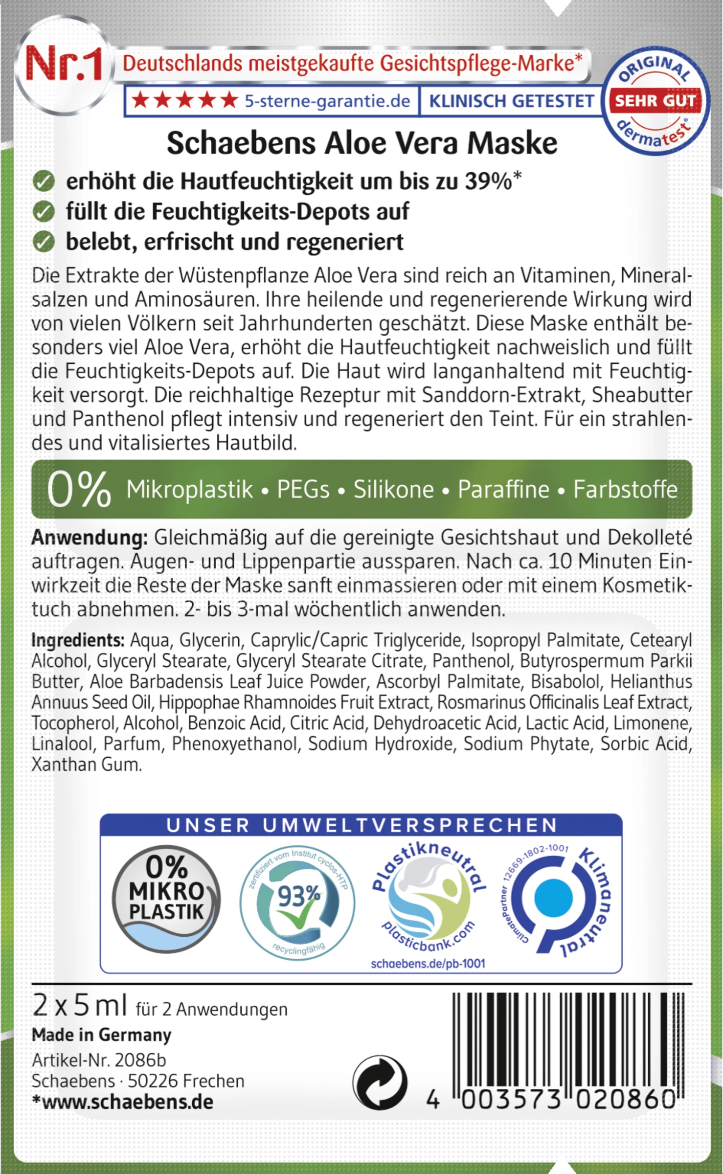 Aloe Vera Maske 10er Beutel 4 Aloe Vera Maske 10er Beutel – Bild 2