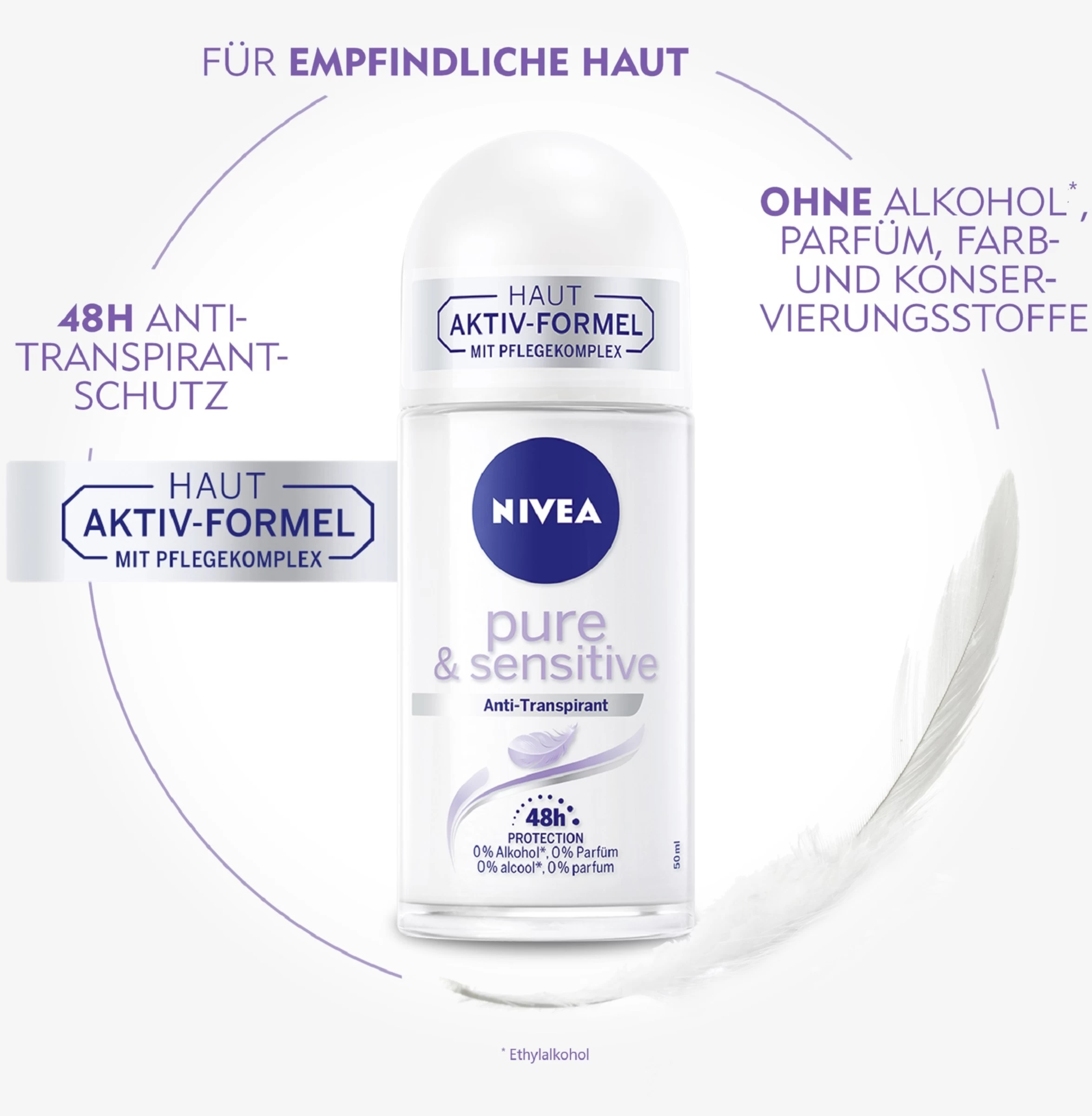 NIVEA Anti-Transpirant Roll-on Pure & Sensitive 6 NIVEA Anti-Transpirant Roll-on Pure & Sensitive – Bild 4