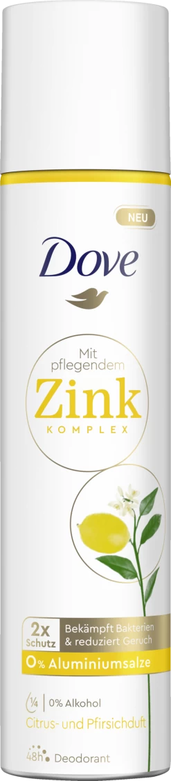 DOVE Deo Spray Mit Citrus- Und Pfirsichduft Und Pflegendem Zink-Komplex