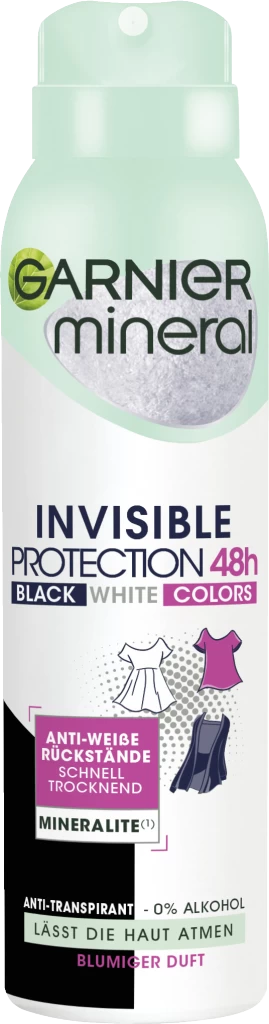 Invisible Protection Black, White Colors Spray Anti-Transpirant 3 Invisible Protection Black, White Colors Spray Anti-Transpirant